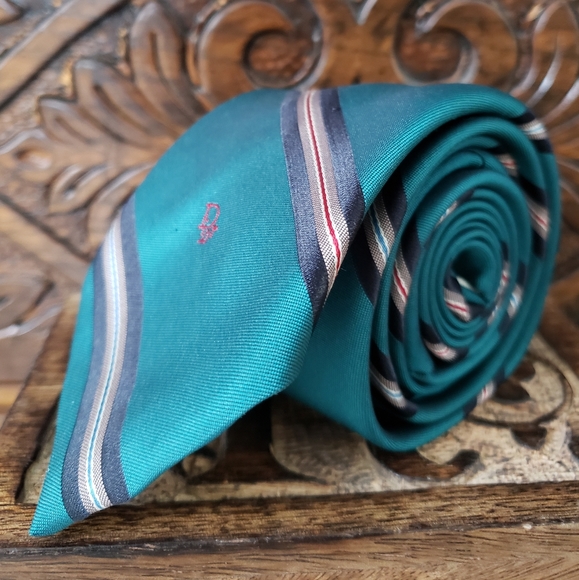 ⭐DIOR | Vintage Green Logo Striped Tie Spring Wedding Easter Graduation Party - Picture 12 of 16